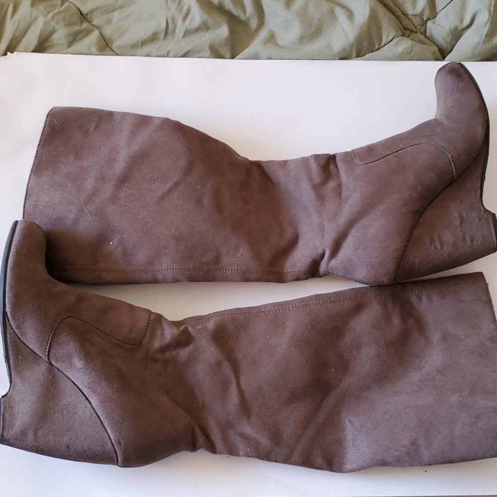 Rosetta Wedge Faux Suede Knee High Boots